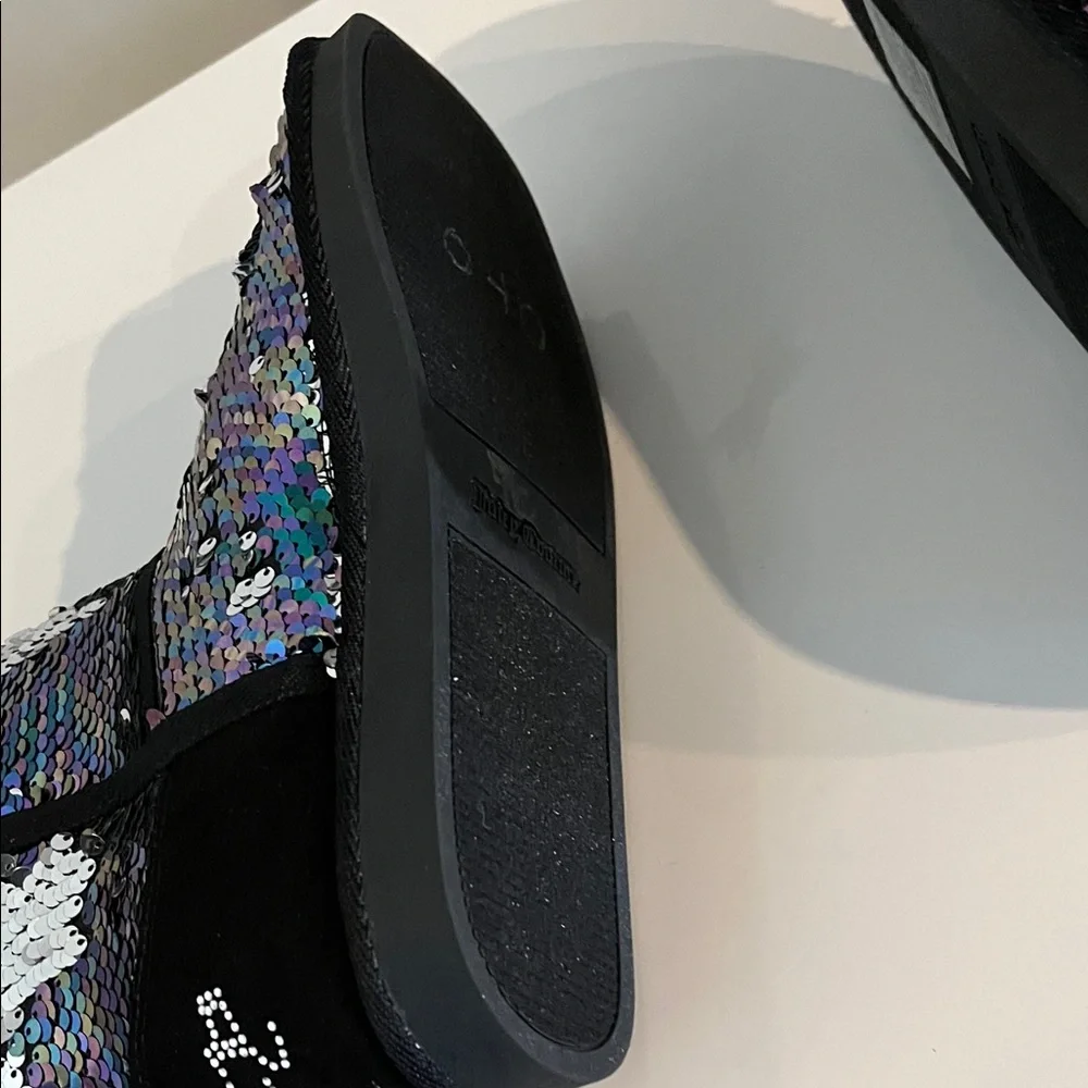Juicy Couture Black‎ and Silver Sequin Winter Boots Size 8